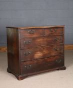 19th century mahogany chest of drawers, fitted two small over three long graduating drawers below (