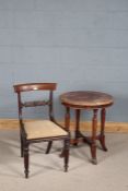 Late Victorian mahogany table, the circular top above four turned legs and splayed feet united by
