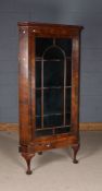 19th century mahogany glazed corner cabinet on stand, the single astragal glazed door enclosing