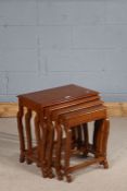 20th century Indian hardwood quartetto nest of occasional tables, each with brass inlaid tops and