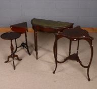 Late Victorian mahogany corner table, the shaped top above a second tier and raised on slender