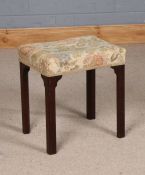 19th century mahogany dressing stool, having floral upholstery and raised on chamfered legs, 42cm