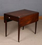 19th century mahogany pembroke table, fitted single end drawer, raised on square tapering legs and
