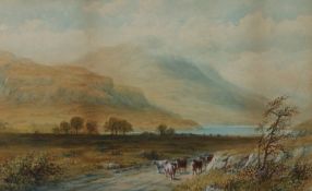 J Morris (19th Century) On the road to Loch Tay, signed watercolour, 47cm x 28cm