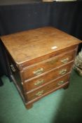 18th century oak converted log/coal bin, in the form of a chest of drawers, the hinged lid with