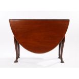 George III mahogany Irish dropleaf table, the rectangular top above a deep frieze and cabriole