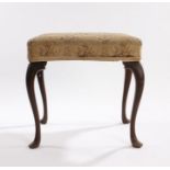 George III mahogany foot stool, the rectangular top above slender cabriole legs, 47cm long, 38cm