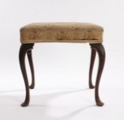 George III mahogany foot stool, the rectangular top above slender cabriole legs, 47cm long, 38cm