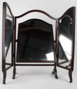 Edwardian mahogany and inlaid dressing table mirror, raised on outswept scroll legs and feet, 70cm