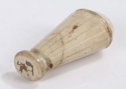 19th Century marble desk seal, the chamfered top section above a tapering body, the seal engraved