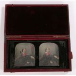 Antoine Claudet (1798-1867) a dual daguerreotype of a lady, Antoine Claudet label to the reverse and