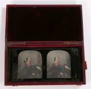 Antoine Claudet (1798-1867) a dual daguerreotype of a lady, Antoine Claudet label to the reverse and