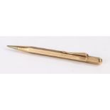 Rose 9 carat gold propelling pencil, gross weight 22.7g