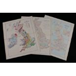 Three Edward Stanford maps of the British isles, to include Geological, Hydrographical and
