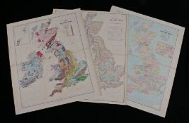 Three Edward Stanford maps of the British isles, to include Geological, Hydrographical and