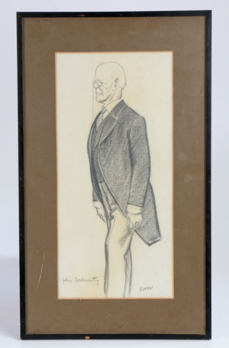 David Low (1891-1963), Portrait of John Galsworthy, novelist and playwright, pencil, signed and