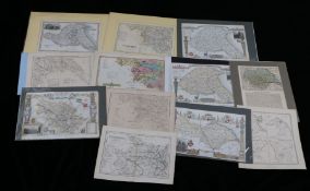 Yorkshire, a collection of twelve maps, to include North, East and West Riding, some mounted (12)