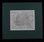 Christopher Saxton, map engraving "EBORACENSIS ...... EAST RIDING", mounted, the map 27cm x 22cm