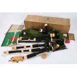 Set of Bagpipes in original R.G Lawrie box, with Canmore Pipe Bag, Chanter, stamped R.G Lawrie,