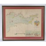 Greenville Collins, coloured map enraving, circa 1693 the Bristol Channel, 'The Severn or Channell