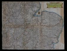 Hollar Wenceslaus, coloured map engraving, "The Mappe of Norfolke, Suffolke, Cambridgeshire..."