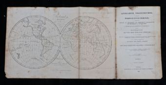 Opening pages to a Welsh dictionary "Geiriadur Ysgrythyrol", with folding map of the world,