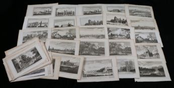 Collection of engravings and plates, to include "the south east view of Maidenhead Bridge", "