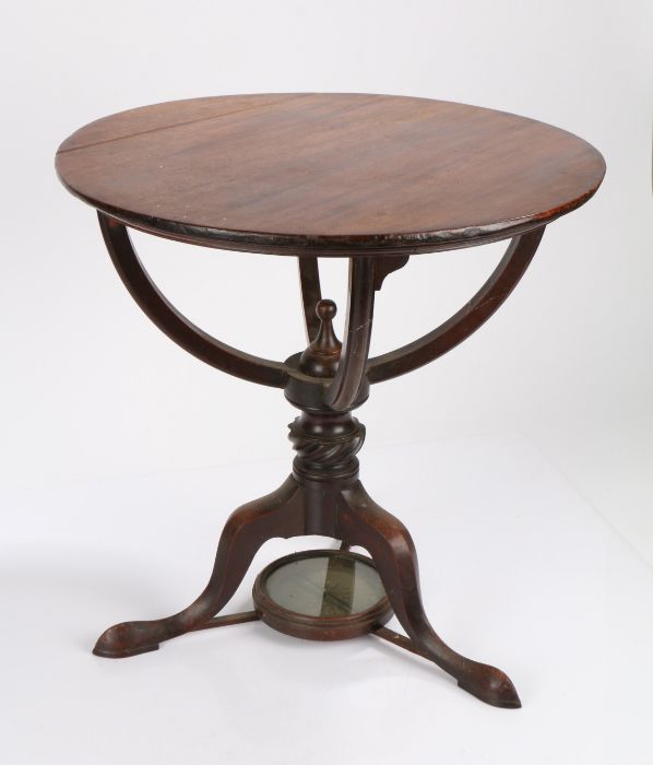 19th Century and later mahogany globe stand, formerly housing a 12" table globe, the later