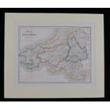Coloured map engraving, "South Wales engraved for Roscoe's wanderings & excursions in the