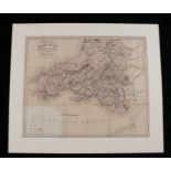 Coloured map engraving "CRUCHLEY'S RAILWAY AND STATION MAP OF SOUTH WALES SHOWING ALL THE RAILWAYS &