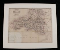 Coloured map engraving "CRUCHLEY'S RAILWAY AND STATION MAP OF SOUTH WALES SHOWING ALL THE RAILWAYS &