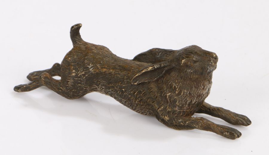 Franz Bergmann bronze depicting a running hare, marked to inside of rear leg, 11.5cm long