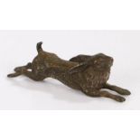 Franz Bergmann bronze depicting a running hare, marked to inside of rear leg, 11.5cm long