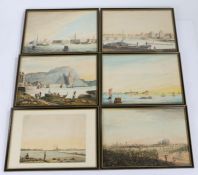 Collection of six 19th Century Grand Tour watercolours, to include a Venetian scene, all housed in