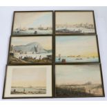 Collection of six 19th Century Grand Tour watercolours, to include a Venetian scene, all housed in