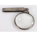 Silver mounted folding pocket lens, Birmingham 1914, maker Chrisford & Norris, the circular lens