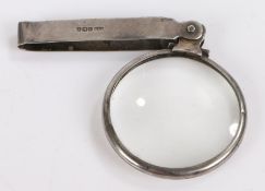 Silver mounted folding pocket lens, Birmingham 1914, maker Chrisford & Norris, the circular lens