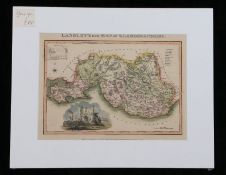 Langley & Belch, original coloured map engraving, "LANGLEY'S new MAP of GLAMORGANSHIRE", with
