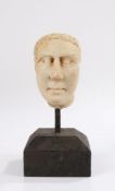 Grand Tour Roman style carved marble head of small proportions, with short curled hair, 8.5cm high