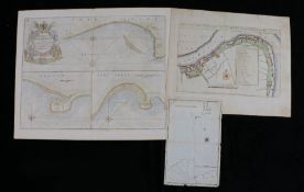 Coastline coloured map etching, "Burlington Bay, Scarborough and Hartlepool. to Capt. Ralph