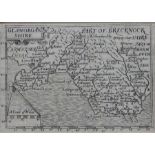 John Bill, map engraving, Glamorganshire, circa 1626, the first county maps to have longitude and