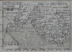 John Bill, map engraving, Glamorganshire, circa 1626, the first county maps to have longitude and