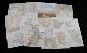 World maps, coloured and black and white examples, to include Asia, North America, Persia, Channel