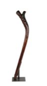 19th century Fijian hardwood Kiakavo (gunstock) War club, of rich colour the head-fin and ridge with