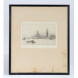 Rowland Langmaid (1897 - 1956), "Westminster", signed etching, housed in an ebonised glazed frame,