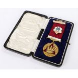 Masonic interest- 9 carat gold medal, the pediment with enamelled lettering "UNDEVICESIMUS" above