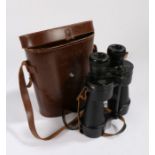 Ross London Stepmur 10x50 binoculars, numbered 4227, housed in a brown leather case