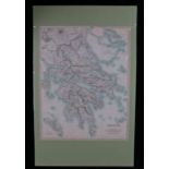 T.B. Johnston, coloured map, Greece, mounted, the map 44cm x 58cm