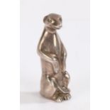 Silver model of a standing meerkat, 5.5cm high