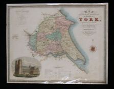 C. Greenwood, coloured map engraving, "Map of the East Riding of the County of York from an actual